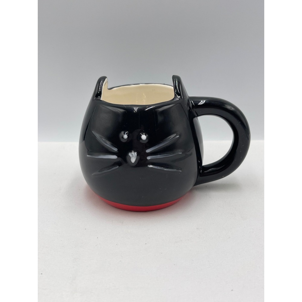 DEI Cat Mug Black  Novelty Ceramic 3D Ear Whiskers Cup